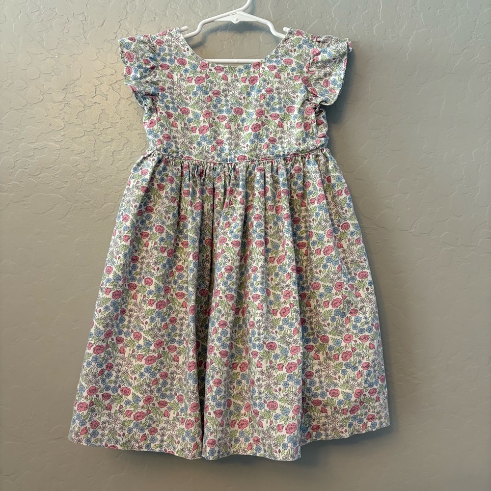 Hope & Henry multicolor spring floral flutter sleeve bow back dress size 5
